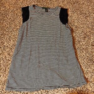 Ralph Lauren Striped‎ Knit Tank Top with Crochet Sleeves - Size M